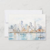 San Francisco Watercolor Landscape Wedding RSVP Karte (Rückseite)