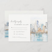 San Francisco Watercolor Landscape Wedding RSVP Karte (Vorne/Hinten)