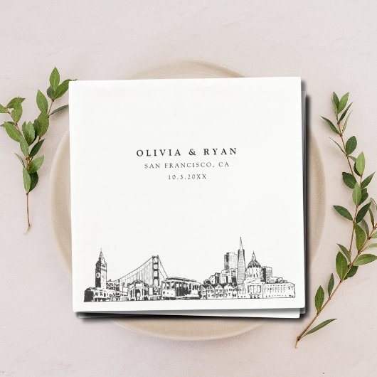 San Francisco Wedding Cocktail Napkin Serviette