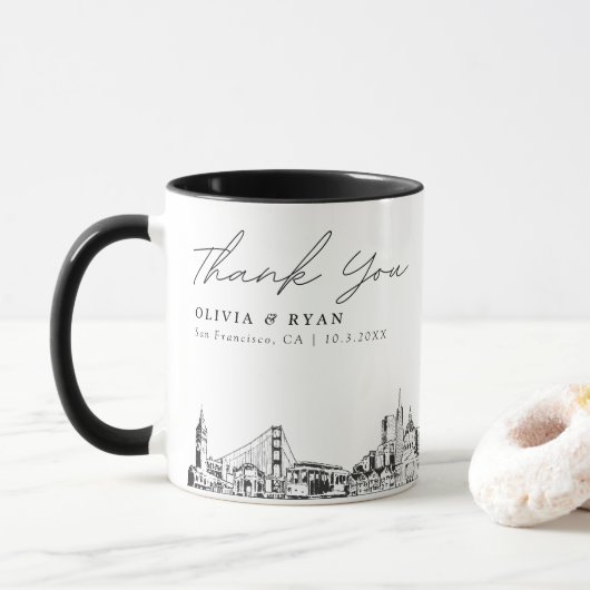 San Francisco Wedding Custom Personalisiert Coffee Tasse (Mit Donut)