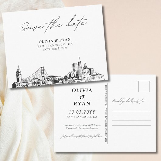 San Francisco Wedding Elegant Save the Date Postkarte