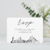 San Francisco Wedding Minimalistisch Sketch UAWG Begleitkarte (Stehend Vorderseite)