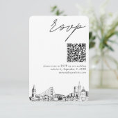 San Francisco Wedding Modern UAWG QR Code Begleitkarte (Stehend Vorderseite)