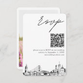 San Francisco Wedding Modern UAWG QR Code Begleitkarte (Vorne/Hinten)