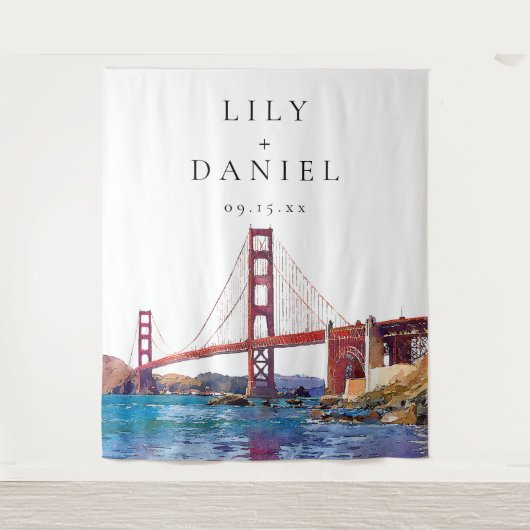 San Francisco Wedding Photo Backdrop Wandteppich (Vorderseite)