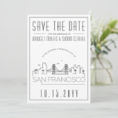San Francisco Wedding | Skyline Save the Date Einladung (Stehend Vorderseite)
