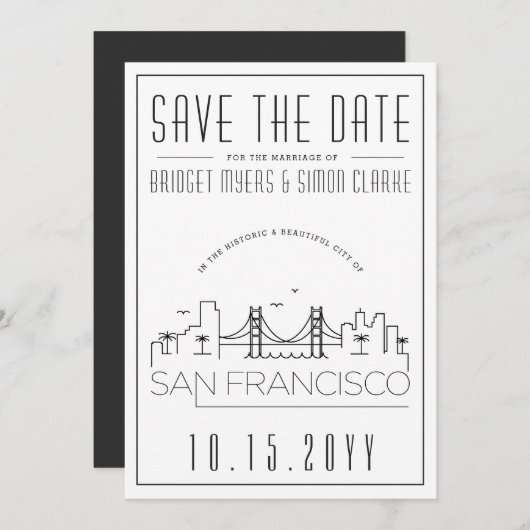San Francisco Wedding | Skyline Save the Date Einladung (Vorne/Hinten)