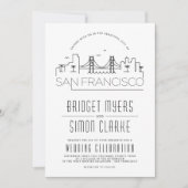 San Francisco Wedding | Stylisierte Skyline InvitE Einladung (Vorderseite)