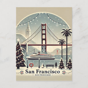 San Francisco Weihnachten - Golden Gate Bridge Postkarte