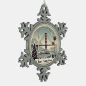 San Francisco Weihnachten - Golden Gate Bridge Schneeflocken Zinn-Ornament (Links)