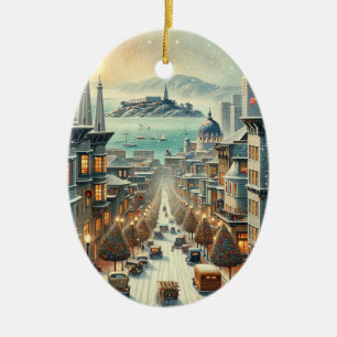 San Francisco Weihnachtseleganz - Karte Keramik Ornament