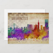 San Francisco Wird Watercolor City Postkarte (Vorne/Hinten)