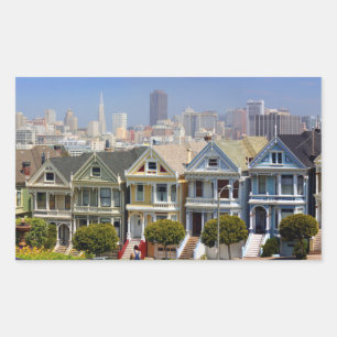 San Franciscos berühmte Painted Ladies Rechteckiger Aufkleber