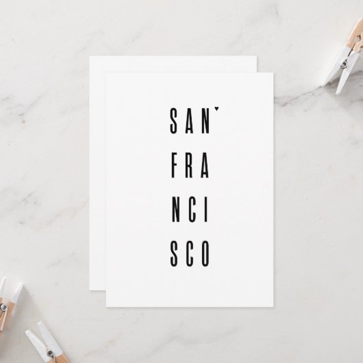 San Fransisco - minimalistic typography card Karte (Vorderseite/Rückseite Beispiel)