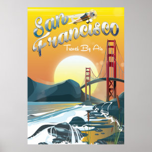 San Fransisco "Reisen auf dem Luftweg" Goldener So Poster