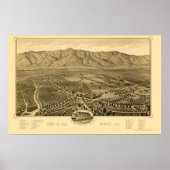 San Gabriel, CA Panorama Karte - 1893 Poster (Vorne)