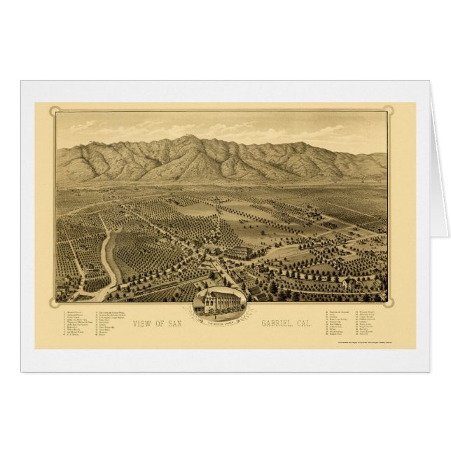 San Gabriel, panoramische Karte CAs - 1893 (Vorderseite (Horizontal))