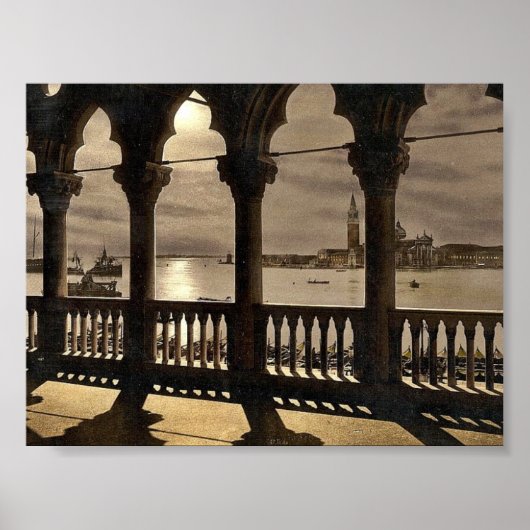 San Georgio aus dem Doges' Palace bei Mondschein, Poster (Vorne)