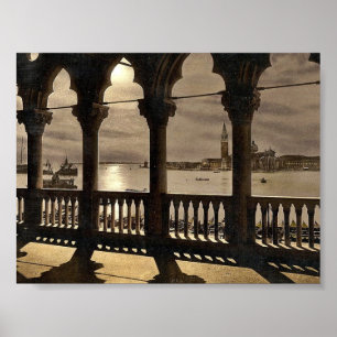 San Georgio vom Palast der Doges durch Mondschein, Poster