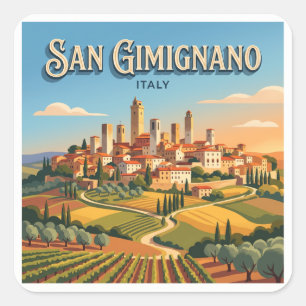 San Gimignano Italien Quadratischer Aufkleber