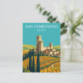 San Gimignano, Italien Türme Vintage Kunst Postkarte (Stehend Vorderseite)