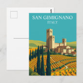 San Gimignano, Italien Türme Vintage Kunst Postkarte (Vorne/Hinten)