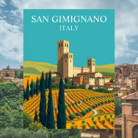 San Gimignano, Italien Türme Vintage Kunst