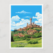 San Gimignano Italien Vintage Reise Illustration Postkarte (Vorderseite)