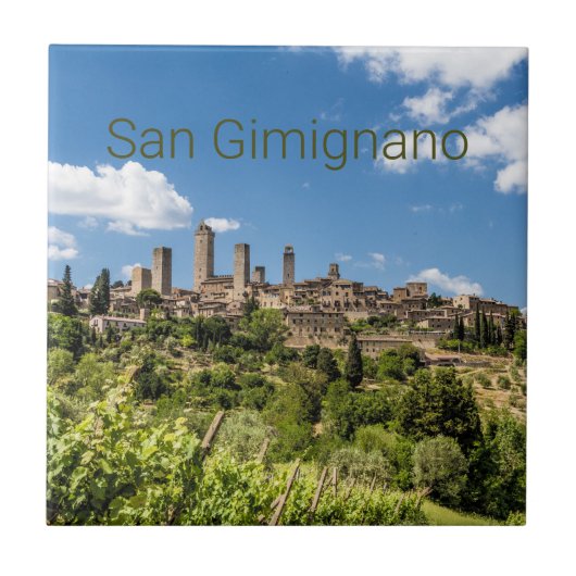 San Gimignano Tuscany Italy Panorama Souvenir Fliese (Vorderseite)