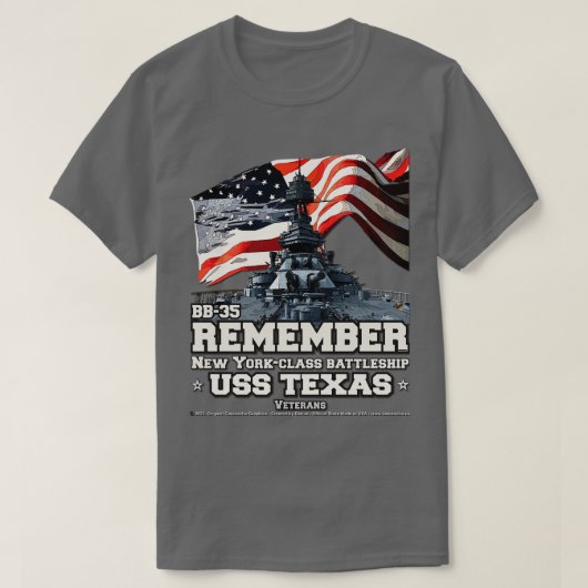San Jacinto USS TEXAS US BB35 Battleship T-Shirt (Design vorne)