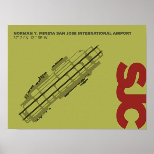 San Jose Airport (SJC) Diagramm Poster (Vorne)