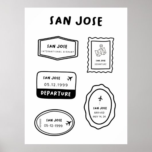 San Jose - Briefmarke Collection | Minimalistisch  Poster (Vorne)