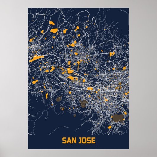 San Jose - Califonia Bluefresh City Map Poster (Vorne)