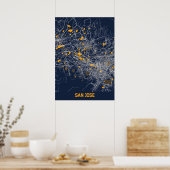 San Jose - Califonia Bluefresh City Map Poster (Küche)