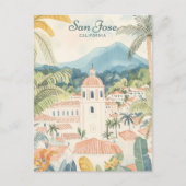 San Jose California Gouache Illustration Travel Postkarte (Vorderseite)