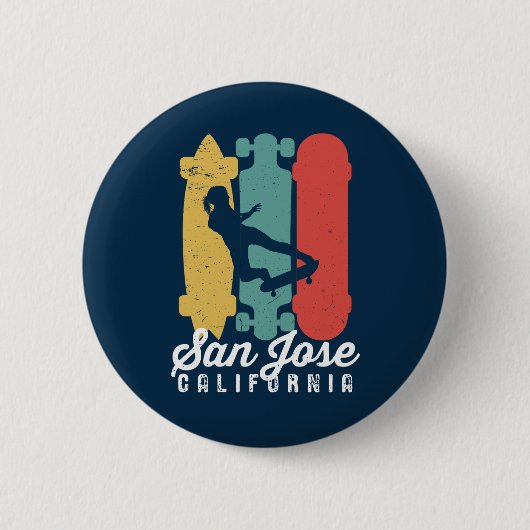 San Jose California Skater Girl Skateboarding Button (Vorderseite)