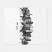 San Jose California Skyline BW Fleecedecke (Vorderseite (Horizontal))