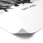 San Jose California Skyline BW Poster (Ecke)