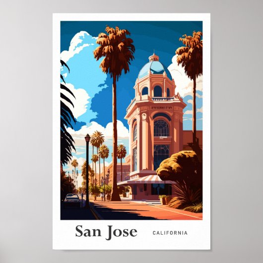 San Jose California Vintage Illustration Poster (Vorne)