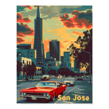 San José California Vintage Travel Illustration