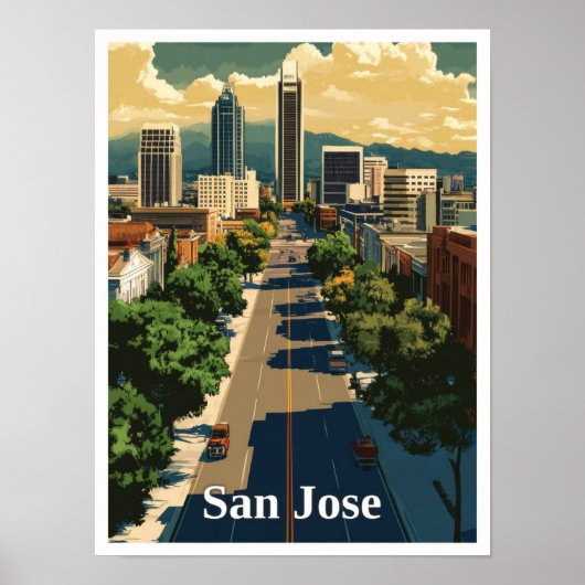 San José California Vintage Travel Illustration Poster (Vorne)