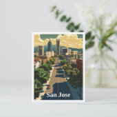 San José California Vintage Travel Illustration Postkarte (Stehend Vorderseite)