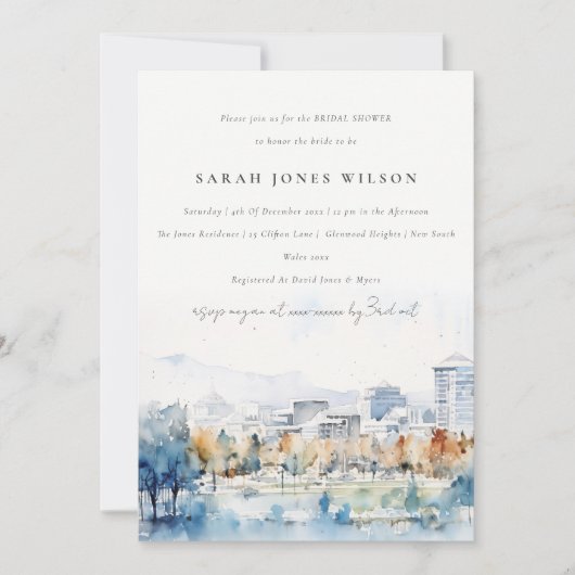 San Jose, California Watercolor Brautparty Einladung (Vorderseite)