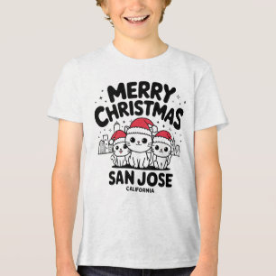 San Jose City California Frohe Weihnachtskatzen US Tri-Blend Shirt