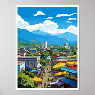 San José Costa Rica Vintage Reisevorführung Poster
