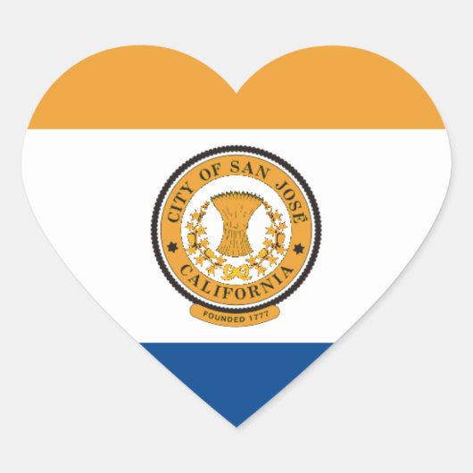 San Jose Flag Herz-Aufkleber (Vorderseite)