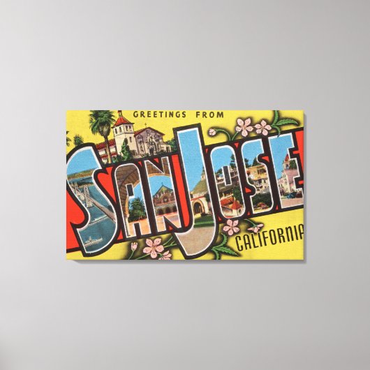 San Jose, Kalifornien, Große Briefszenen 2 Leinwanddruck (Vorderseite)