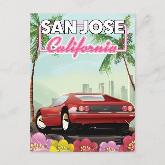 San Jose, Kalifornien, Reiseplakat Postkarte (Vorderseite)