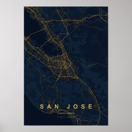 San Jose Kalifornien Stilisierter Kartendruck Poster