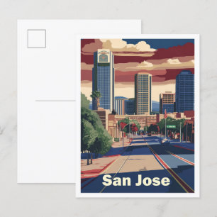 San Jose Kalifornien USA Kunst Vintage Reise Postkarte